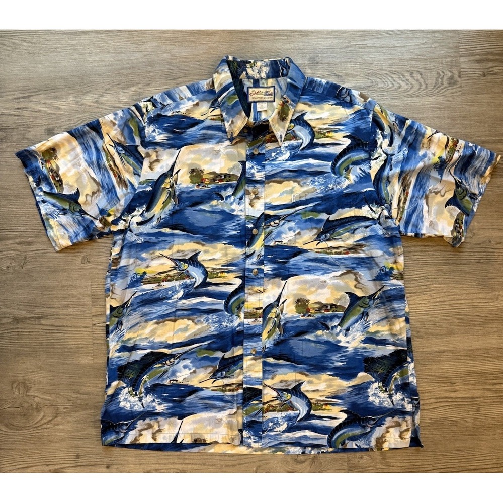 Vintage Kahala Sportfish Division Hawaiian Fishing Marlin Shirt XL